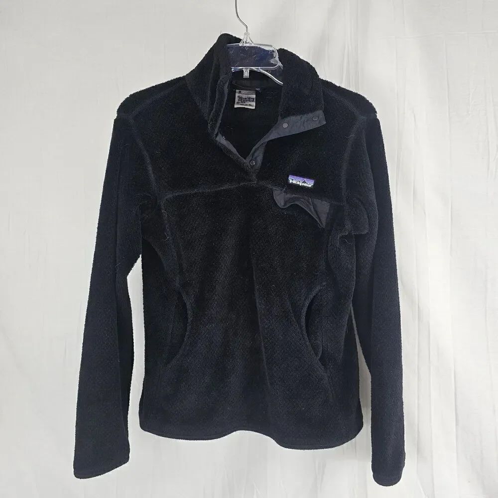 Patagonia Women's Black Re-Tool Snap-T Polartec Fleece Pullover! Size S